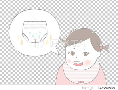 オムツについて考えている赤ちゃん オムツについて考えている赤ちゃん 132598939