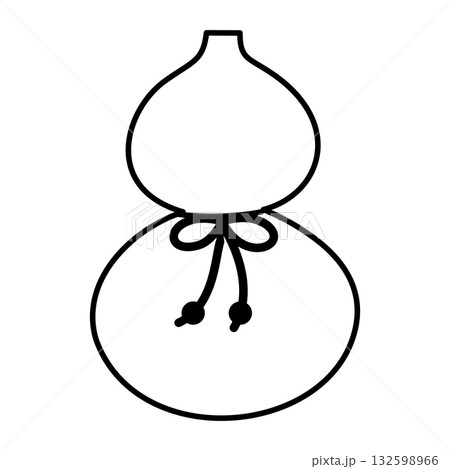 瓢箪のモノクロイラスト　縁起物　お正月　幸運と魔除けのシンボル 132598966