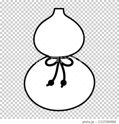 瓢箪のモノクロイラスト　縁起物　お正月　幸運と魔除けのシンボル 132598966