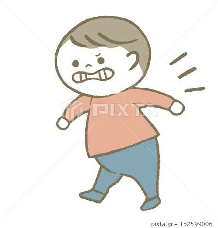 怒った子供　ピンク 132599006