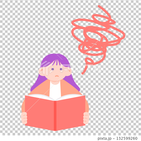 一幅女孩努力學習的插圖 132599260