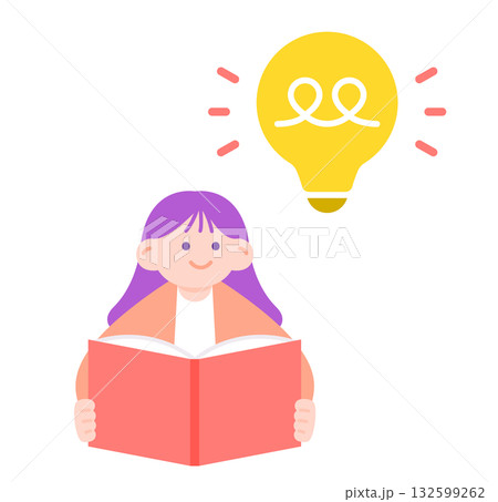 本を読んでひらめく女の子のイラスト 132599262