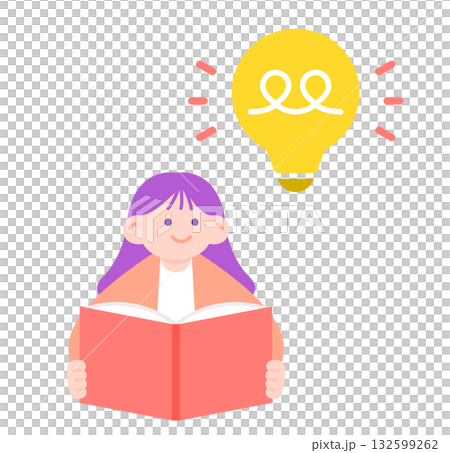 本を読んでひらめく女の子のイラスト 132599262