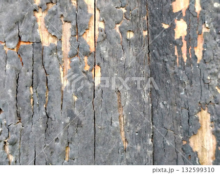 Old weathered wood texture with peeling black paint. Old weathered wood texture with peeling black paint. 132599310