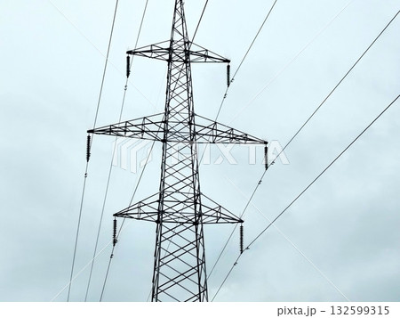 Massive steel electricity pylon. Massive steel electricity pylon. 132599315