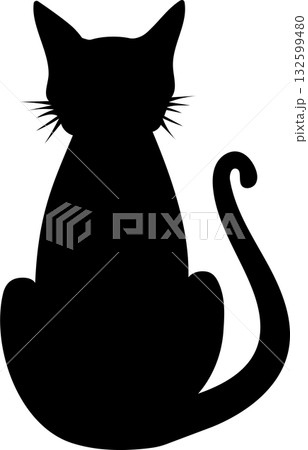 座った猫のシルエット、ベクターイラスト 座った猫のシルエット、ベクターイラスト 132599480
