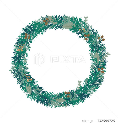 ナチュラルなクリスマスリース　イラスト 132599725