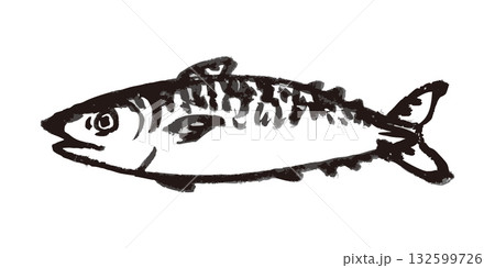 鯖　墨絵　イラスト 132599726