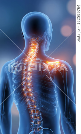 人体モデル - 頚椎や肩の痛み、治療の概念 132599764