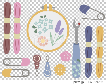Cute craft tool illustration set material 132599793