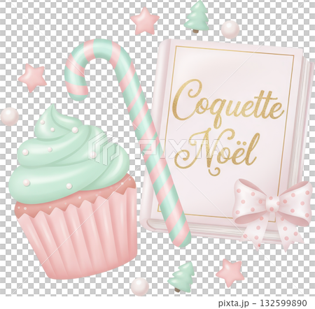 Festive pastel Christmas treats and a Coquette Noel book 132599890