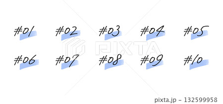 手書きの数字あしらいセット 水彩風塗り(グローバルカラーで色変更可能) 132599958