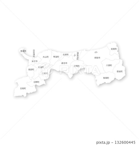 鳥取県と市町村の白地図 鳥取県と市町村の白地図 132600445