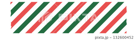 緑赤白の斜めストライプのマスキングテープの切れ端　クリスマス 132600452