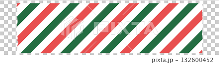 緑赤白の斜めストライプのマスキングテープの切れ端　クリスマス 132600452