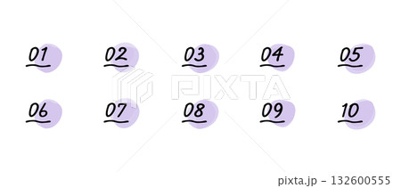 手書きの数字あしらいセット　水彩風塗り(グローバルカラーで色変更可能) 132600555