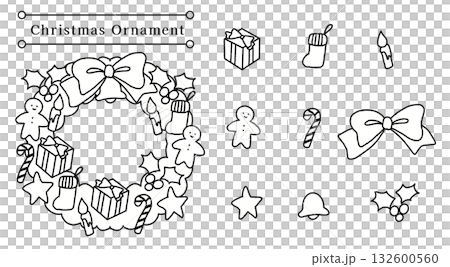 Simple and cute hand-drawn wreath icon set Simple and cute hand-drawn wreath icon set 132600560