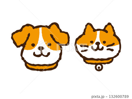 首輪をつけた犬と猫 首輪をつけた犬と猫 132600789