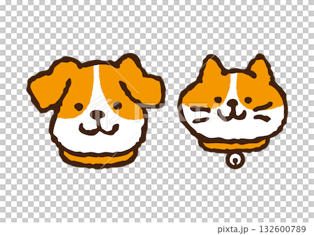 首輪をつけた犬と猫 首輪をつけた犬と猫 132600789