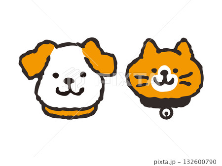 首輪をつけた犬と猫 首輪をつけた犬と猫 132600790