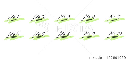 手書きの数字あしらいセット　ナンバー/No.　水彩風塗り(グローバルカラーで色変更可能) 132601030
