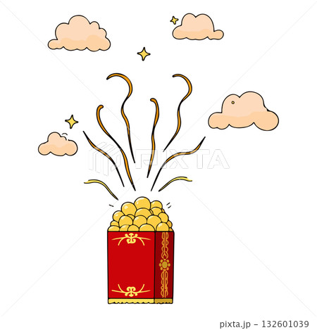 Cute Gift Box with Confetti and Flowers Cute Gift Box with Confetti and Flowers 132601039
