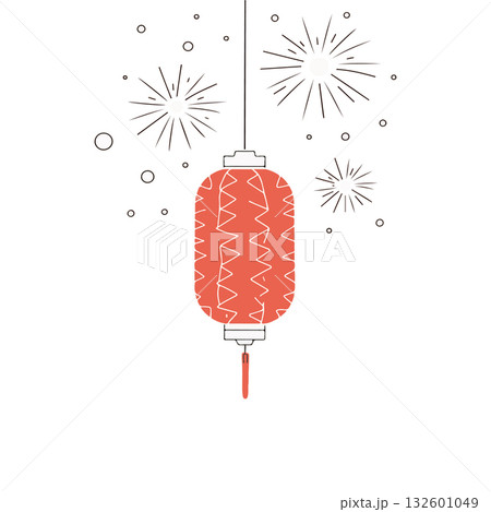 Chinese Lantern with Fireworks 132601049