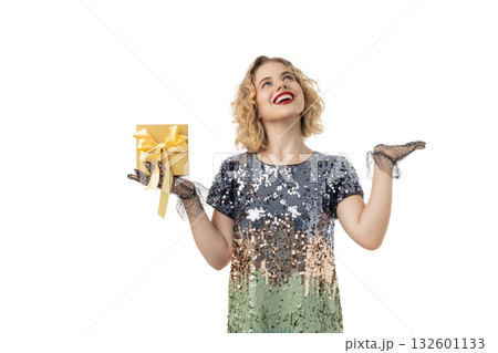 Festively dressed for New Year celebration, isolated, PNG Festively dressed for New Year celebration, isolated, PNG 132601133
