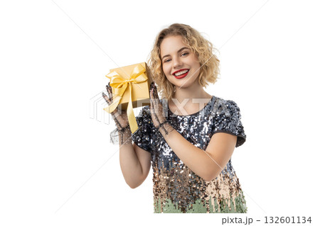 Festively dressed for New Year celebration, isolated, PNG 132601134