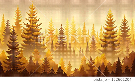 pixel art pattern of pine trees in various...のイラスト素材 [132601204] - PIXTA