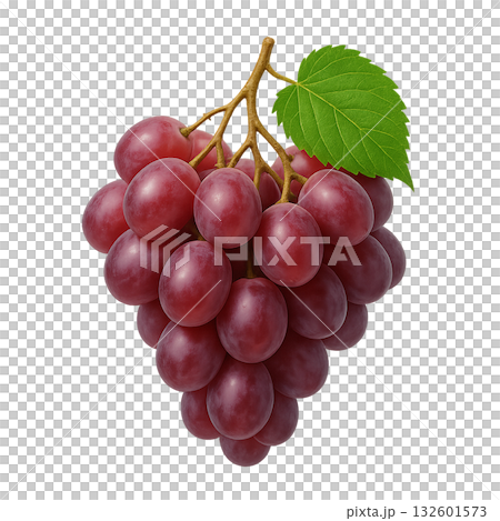 一幅逼真的葡萄剪紙插圖，背景透明。 132601573