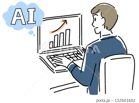 AIを利用して業績を上げるビジネスマン 132601682