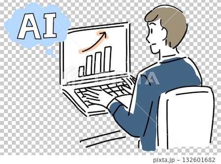 AIを利用して業績を上げるビジネスマン 132601682