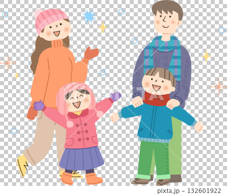 冬の楽しそうな家族 132601922