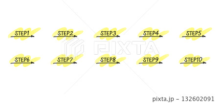 手書きの数字あしらいセット　ステップ/step　水彩風塗り(グローバルカラーで色変更可能) 132602091