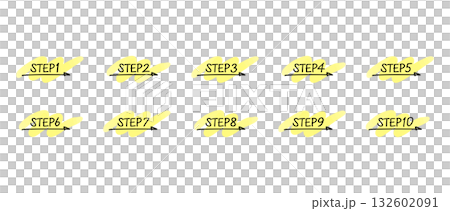 手書きの数字あしらいセット　ステップ/step　水彩風塗り(グローバルカラーで色変更可能) 132602091