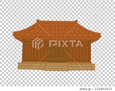 沖繩傳統房屋插圖，石竹 132602615