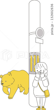 街中で熊に遭遇したときの行動イラスト 街中で熊に遭遇したときの行動イラスト 132602636