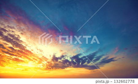 Colorful cloudy sky at sunset. Gradient color. Sky texture. Abstract nature background 132602778