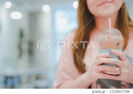 refreshment activity in summer from asian woman drink ice coffee in coffee shop refreshment activity in summer from asian woman drink ice coffee in coffee shop 132602786