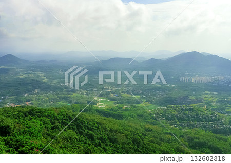 View of the beautiful jungle depths of Yanoda Park on Hainan Island, China. 132602818