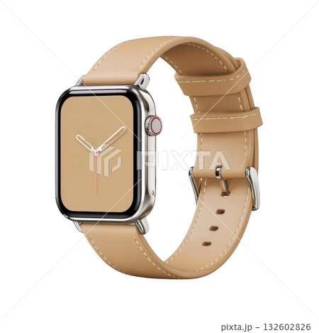 Stylish Smart Watch with Beige Leather Strap and Minimalist Design for Fashionable Everyday Use Stylish Smart Watch with Beige Leather Strap and Minimalist Design for Fashionable Everyday Use 132602826