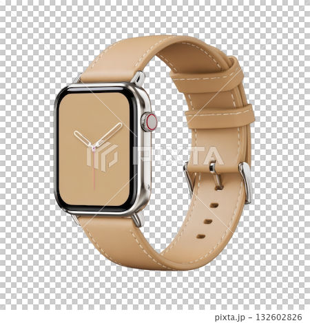 Stylish Smart Watch with Beige Leather Strap and Minimalist Design for Fashionable Everyday Use Stylish Smart Watch with Beige Leather Strap and Minimalist Design for Fashionable Everyday Use 132602826