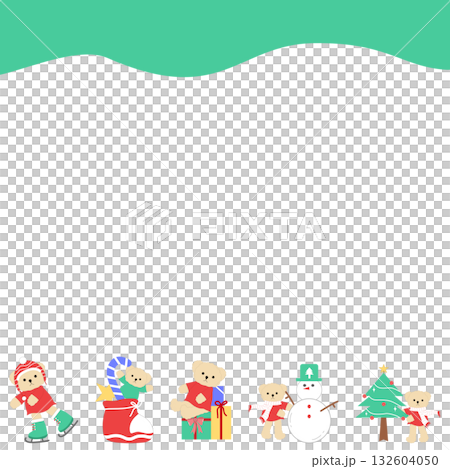 Cute Winter Teddy Bear and Snow Scene Digital Note Paper, Christmas Holiday Stationery 132604050