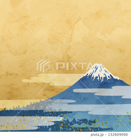 【和風】富士山と金色の背景 132604098