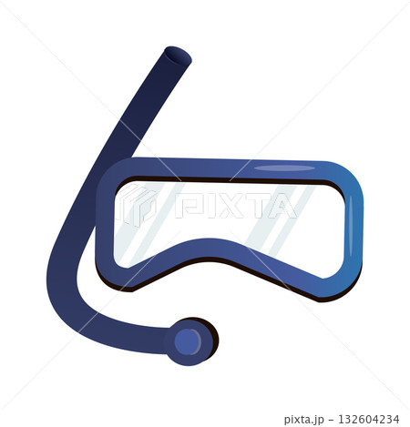 Blue Hand drawn icon of diving mask in doodle style isolated on white background. Blue Hand drawn icon of diving mask in doodle style isolated on white background. 132604234