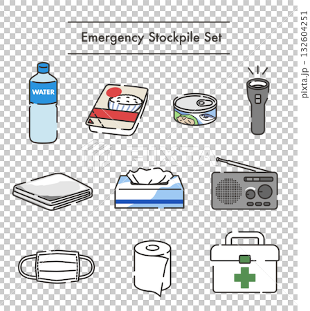 災害時に備える防災グッズのイラスト 132604251