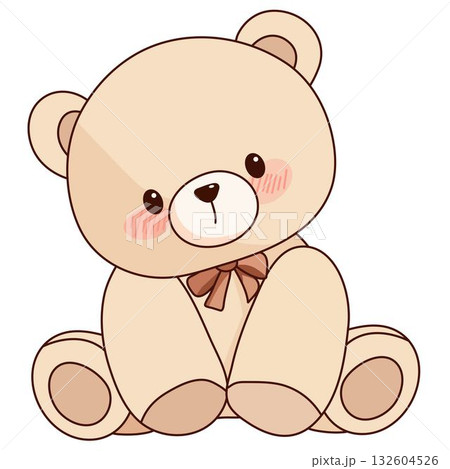 Cute teddy bear sitting on white background. Vector illustration. 132604526