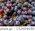 Ripe black grapes with water drops close-up on the fruits. Macro 132604690