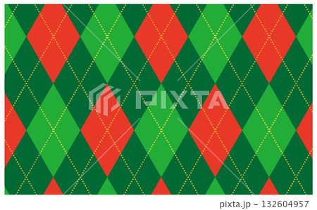 クリスマスカラーのアーガイル柄背景イラスト 132604957